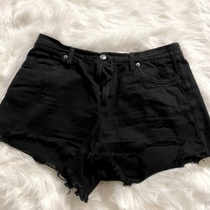 AERIE Black Denim Shorts. Size M.